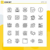 Collection of 25 Universal Line Icons Icon Set for Web and Mobile Creative Black Icon vector background