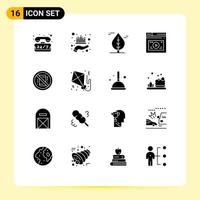 Set of 16 Modern UI Icons Symbols Signs for avoid website wealth web internet Editable Vector Design Elements