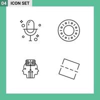 Line Pack of 4 Universal Symbols of audio programming record food image Editable Vector Design Elements
