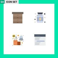 Mobile Interface Flat Icon Set of 4 Pictograms of decor sale gym vitamins shopping Editable Vector Design Elements