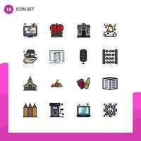 Universal Icon Symbols Group of 16 Modern Flat Color Filled Lines of business pollution city garbage burn Editable Creative Vector Design Elements