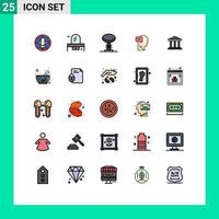 Modern Set of 25 Filled line Flat Colors Pictograph of bank inner mirror dialog stool Editable Vector Design Elements