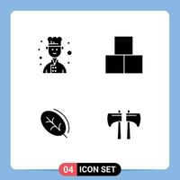 Modern Set of 4 Solid Glyphs and symbols such as avatar nature blocks toy axe Editable Vector Design Elements