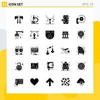 Collection of 25 Universal Solid Icons Icon Set for Web and Mobile Creative Black Icon vector background