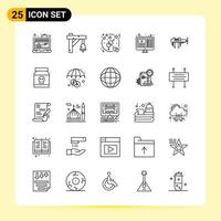 25 Creative Icons for Modern website design and responsive mobile apps 25 Outline Symbols Signs on White Background 25 Icon Pack Creative Black Icon vector background