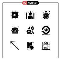 paquete de iconos vectoriales de stock de 9 signos y símbolos de línea para llamadas telefónicas temporizador de llamada de superhéroe elementos de diseño vectorial editables vector