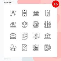 16 Universal Outline Signs Symbols of canada security money network database Editable Vector Design Elements