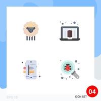 paquete de 4 iconos planos creativos de elementos de diseño vectorial editables de búsqueda móvil de resorte de cordero vector