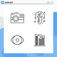 Modern 4 Line style icons Outline Symbols for general use Creative Line Icon Sign Isolated on White Background 4 Icons Pack Creative Black Icon vector background