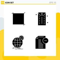 Collection of 4 Universal Solid Icons Icon Set for Web and Mobile Creative Black Icon vector background