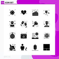 Solid Icon set Pack of 16 Glyph Icons isolated on White Background for Web Print and Mobile Creative Black Icon vector background