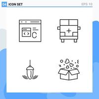 Modern 4 Line style icons Outline Symbols for general use Creative Line Icon Sign Isolated on White Background 4 Icons Pack Creative Black Icon vector background