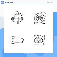 Modern 4 Line style icons Outline Symbols for general use Creative Line Icon Sign Isolated on White Background 4 Icons Pack Creative Black Icon vector background