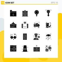 Universal Icon Symbols Group of 16 Modern Solid Glyphs of hang frame pan men male Editable Vector Design Elements