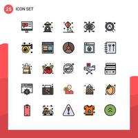 25 Thematic Vector Filled line Flat Colors and Editable Symbols of technology data kitchen scale toy kite Editable Vector Design Elements