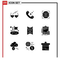 9 General Icons for website design print and mobile apps 9 Glyph Symbols Signs Isolated on White Background 9 Icon Pack Creative Black Icon vector background