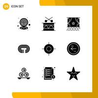 9 User Interface Solid Glyph Pack of modern Signs and Symbols of track stadium holiday running performance Editable Vector Design Elements