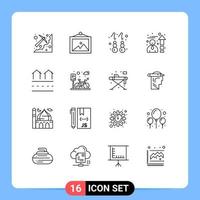 16 iconos creativos signos y símbolos modernos de urbanización pendiente velocímetro eficiencia elementos de diseño vectorial editables vector