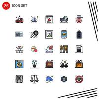 Modern Set of 25 Filled line Flat Colors and symbols such as video projector projector red powerpoint presentation error Editable Vector Design Elements