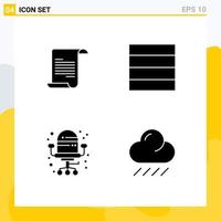 Modern Set of 4 Solid Glyphs Pictograph of file rain grid office Layer 1 Editable Vector Design Elements