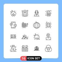 Set of 16 Modern UI Icons Symbols Signs for community whey mic weight nutrition Editable Vector Design Elements