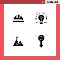 4 Solid Glyph concept for Websites Mobile and Apps cap success labour helmet solution flag Editable Vector Design Elements