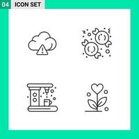 Pack of 4 Line Style Icon Set Outline Symbols for print Creative Signs Isolated on White Background 4 Icon Set Creative Black Icon vector background