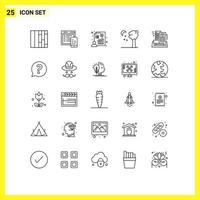 25 Thematic Vector Lines and Editable Symbols of appartment city presentation building night Editable Vector Design Elements