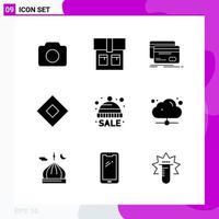 Solid Icon set Pack of 9 Glyph Icons isolated on White Background for Web Print and Mobile Creative Black Icon vector background