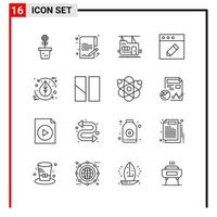 16 General Icons for website design print and mobile apps 16 Outline Symbols Signs Isolated on White Background 16 Icon Pack Creative Black Icon vector background