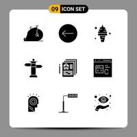 Group of 9 Solid Glyphs Signs and Symbols for home blueprint cream street navigation Editable Vector Design Elements