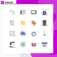 16 Universal Flat Color Signs Symbols of data protect baking lock pad oven Editable Pack of Creative Vector Design Elements