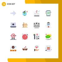 16 User Interface Flat Color Pack of modern Signs and Symbols of play button audio play love network cell Editable Pack of Creative Vector Design Elements