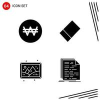 Collection of 4 Vector Icons in solid style Pixle Perfect Glyph Symbols for Web and Mobile Solid Icon Signs on White Background 4 Icons Creative Black Icon vector background