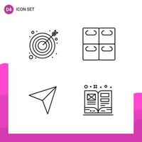 Outline Icon set Pack of 4 Line Icons isolated on White Background for responsive Website Design Print and Mobile Applications Creative Black Icon vector background