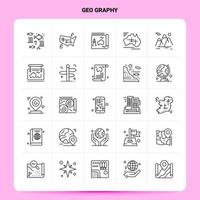 OutLine 25 Geo Graphy Icon set Vector Line Style Design Black Icons Set Linear pictogram pack Web and Mobile Business ideas design Vector Illustration