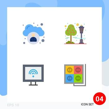 Stock Vector Icon Pack of 4 Line Signs and Symbols for administration smart tree park building Editable Vector Design Elements