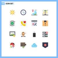 Group of 16 Flat Colors Signs and Symbols for backward investment gps growth navigation Editable Pack of Creative Vector Design Elements