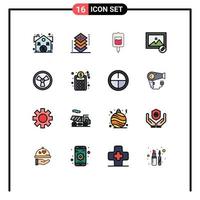 Universal Icon Symbols Group of 16 Modern Flat Color Filled Lines of chemist photo programing image samples Editable Creative Vector Design Elements