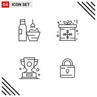 conjunto perfecto de píxeles de 4 iconos de línea conjunto de iconos de esquema para el diseño de sitios web y la interfaz de aplicaciones móviles fondo de vector de icono negro creativo