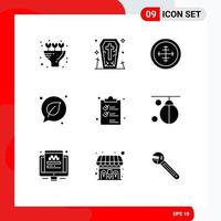 User Interface Pack of 9 Basic Solid Glyphs of clipper save badge leaf chat Editable Vector Design Elements