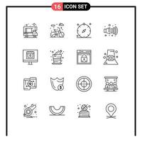 Set of 16 Modern UI Icons Symbols Signs for valentine heart holiday calendar noise Editable Vector Design Elements