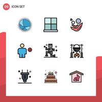 9 Filledline Flat Color concept for Websites Mobile and Apps electricity avatar home heart kids Editable Vector Design Elements