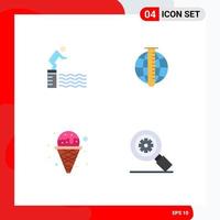 4 Creative Icons Modern Signs and Symbols of diving research pool analysis ice Editable Vector Design Elements