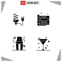 4 Icons Solid Style Grid Based Creative Glyph Symbols for Website Design Simple Solid Icon Signs Isolated on White Background 4 Icon Set Creative Black Icon vector background