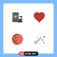 Set of 4 Vector Flat Icons on Grid for barrels dermatologist pollution like dry skin Editable Vector Design Elements