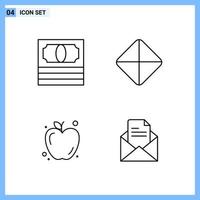 4 Icons Line style Creative Outline Symbols Black Line Icon Sign Isolated on White Background Creative Black Icon vector background