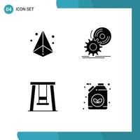 4 Universal Solid Glyph Signs Symbols of box kids printing install swing Editable Vector Design Elements