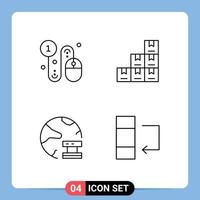 grupo de 4 signos y símbolos de colores planos de línea rellena para cajas de pago de datos empresariales elementos de diseño vectorial editables en red vector