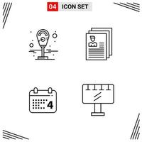 4 Icons Line Style Grid Based Creative Outline Symbols for Website Design Simple Line Icon Signs Isolated on White Background 4 Icon Set Creative Black Icon vector background